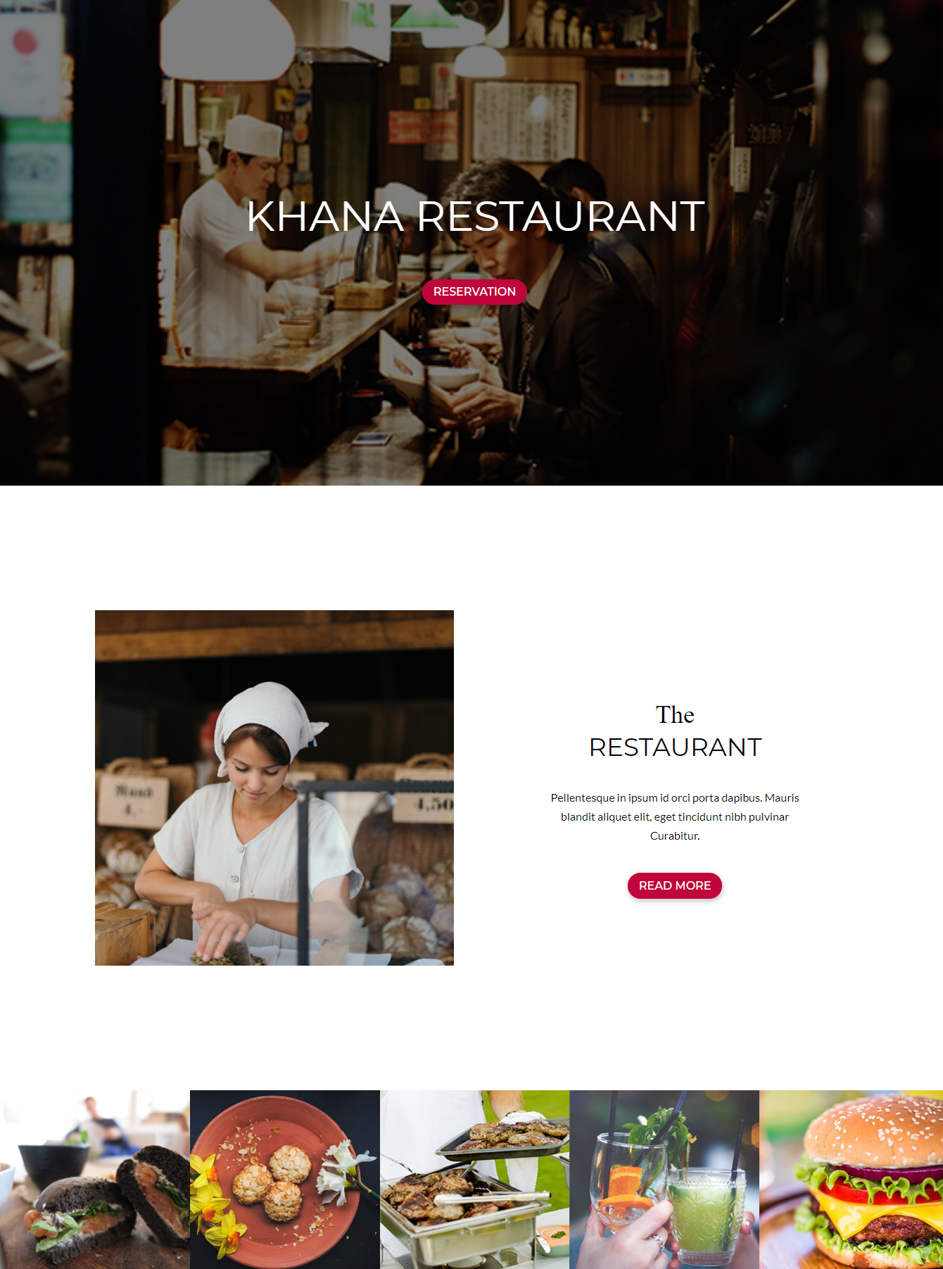 Hero section of Divi Restaurant Template