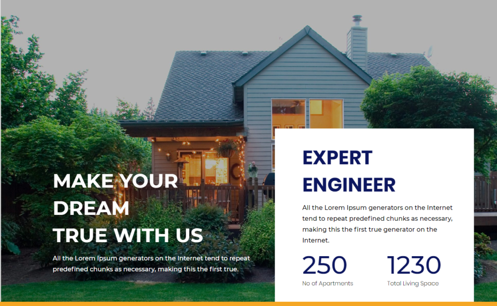 Hero section of divi construction template