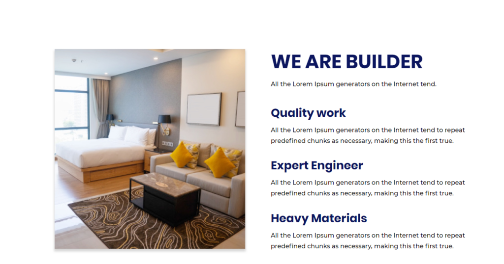 Service section of divi construction template